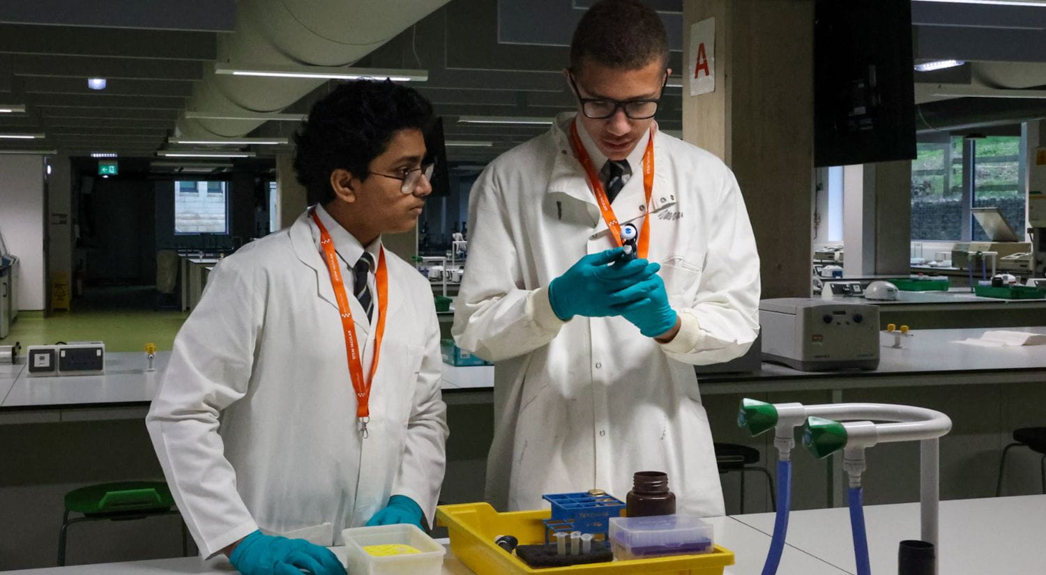 Youngsters learning about the lab