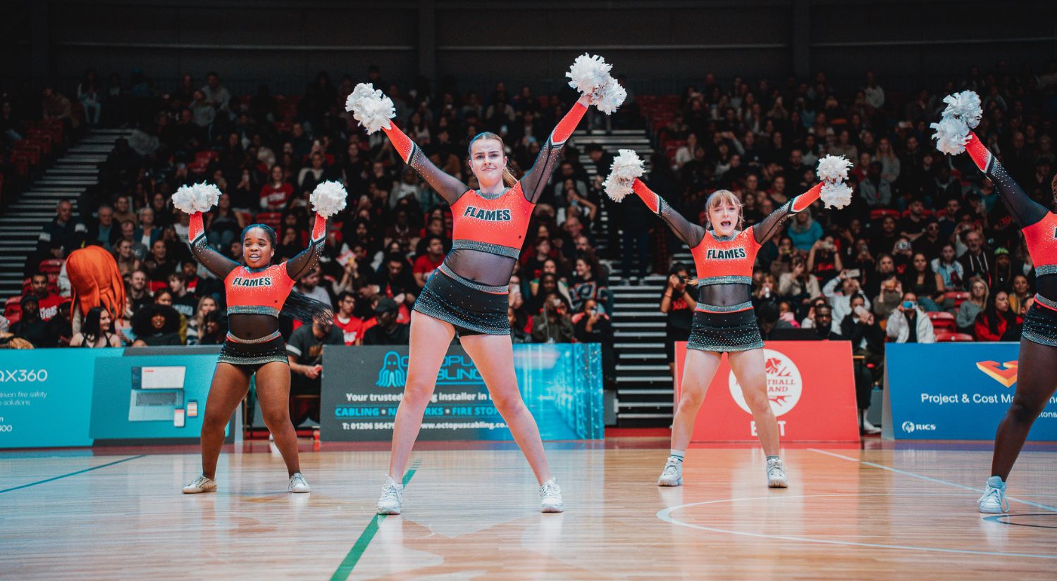 Cheerleaders entertain the fans