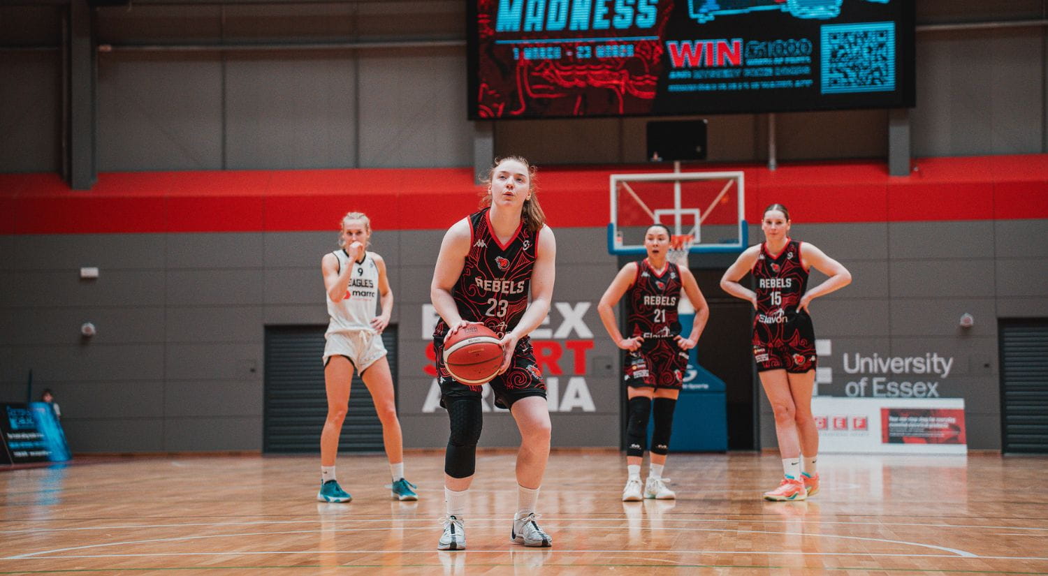 Megan Haines lines up a three pointer 