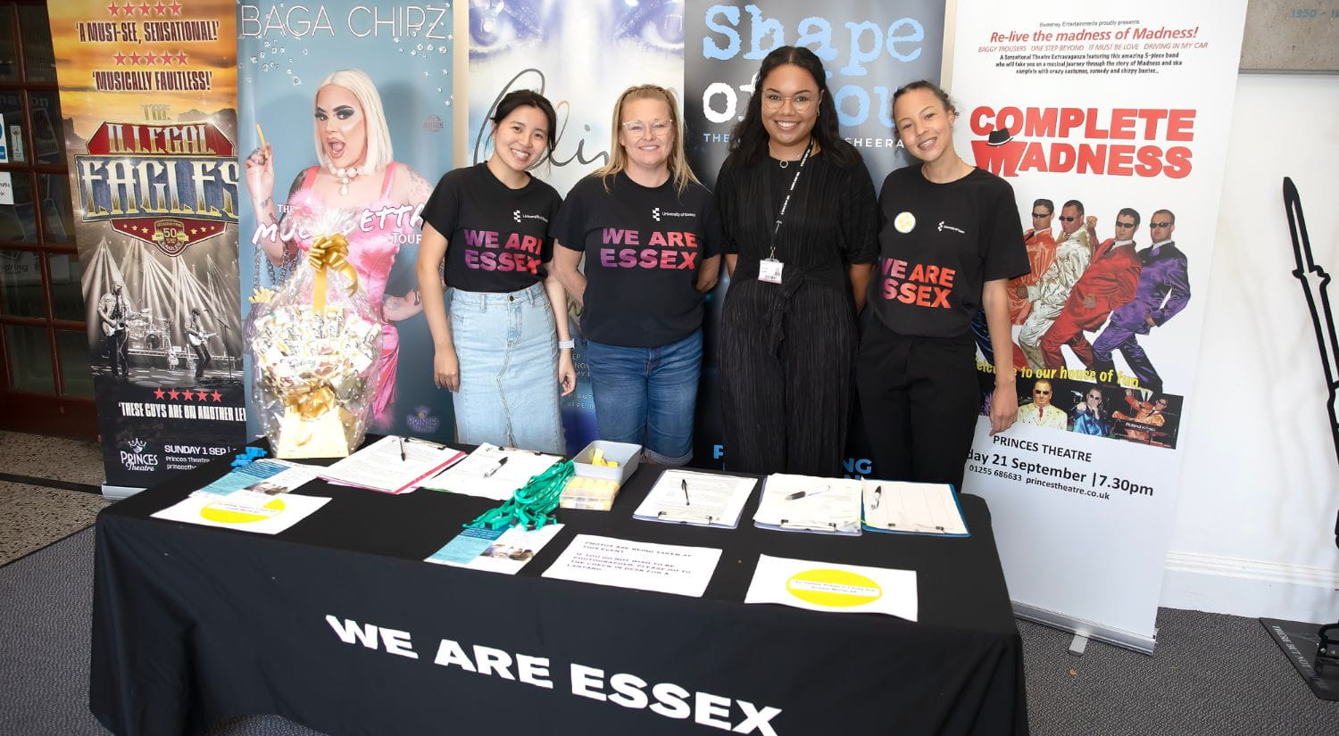 Olivia Solanke and student ambassadors at the welcome desk at for the event