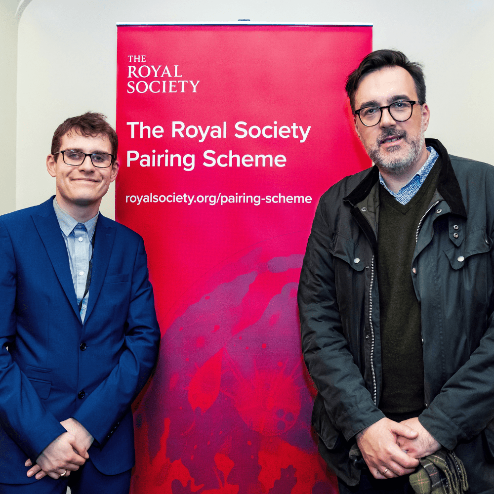 Dr Nikolaos Fytas (right) in Parliament for the Royal Society Pairing Scheme