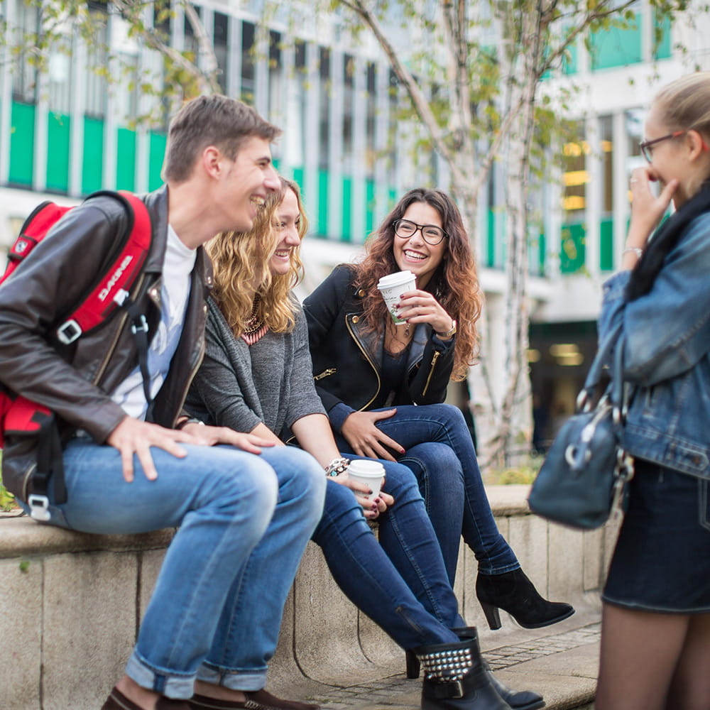 Students socialising on campus