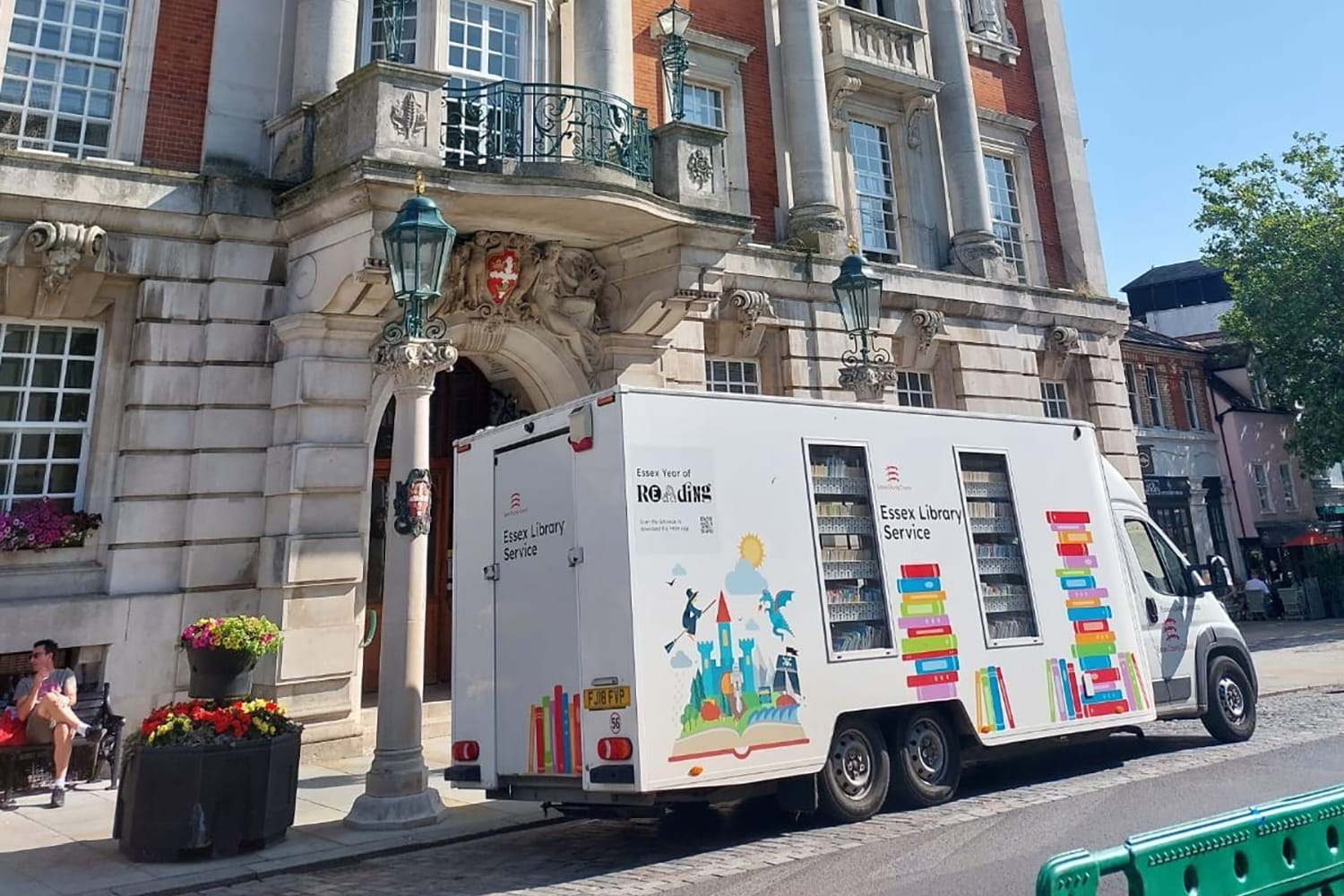 The Essex County Council Libraries Bus parked in Colchester city centre