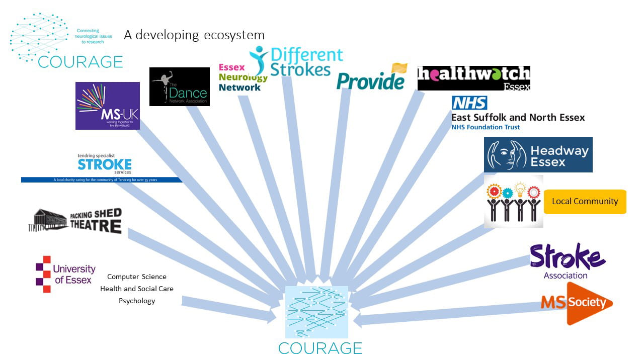 A diagram showing all the partners of COURAGE network