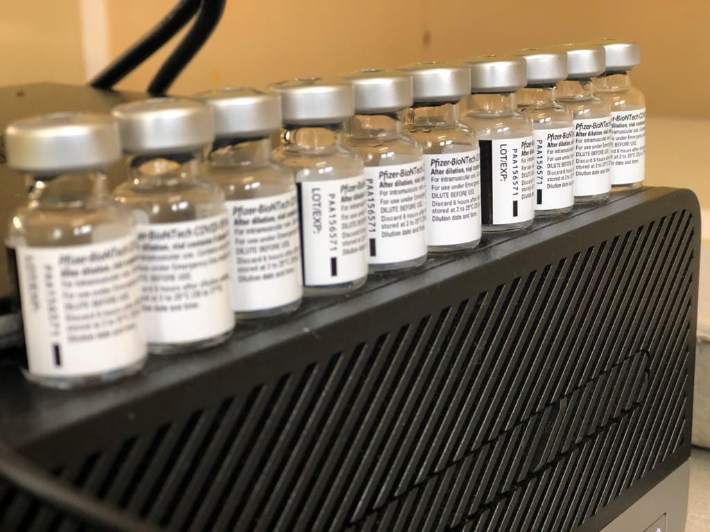 Ten Pfizer-BioNTech COVID-19 Vaccines waiting to be administered