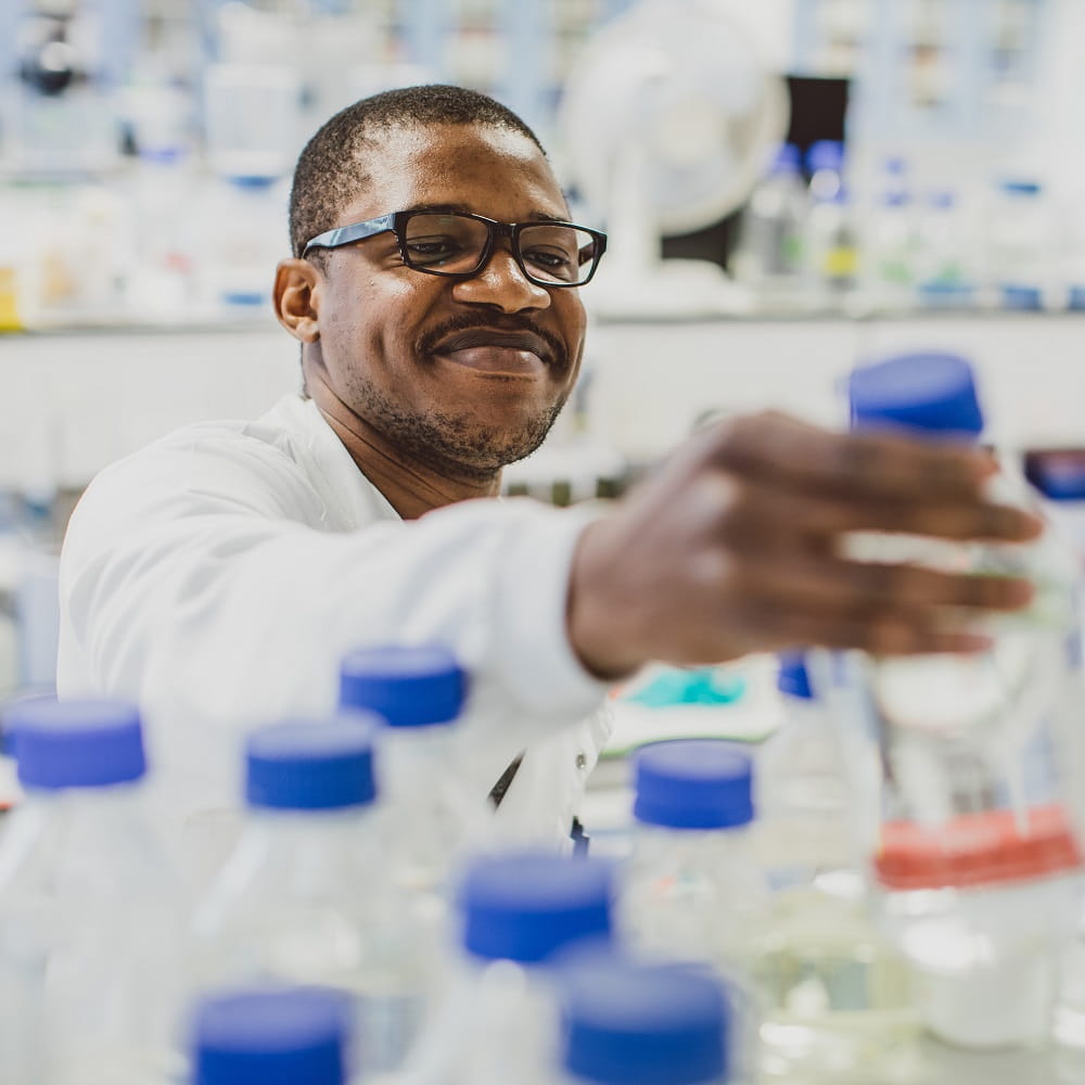 A researcher in a lab.