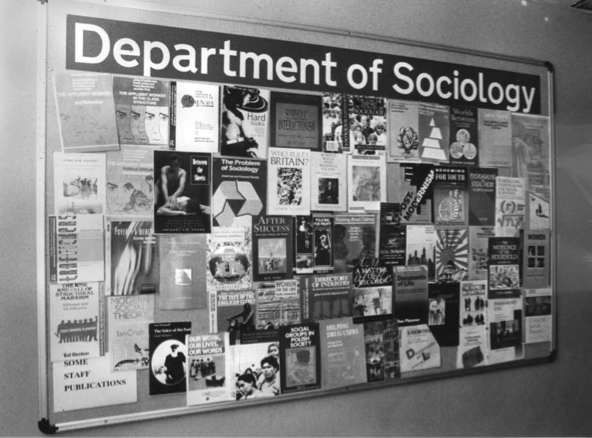 Wall of sociology book covers old
