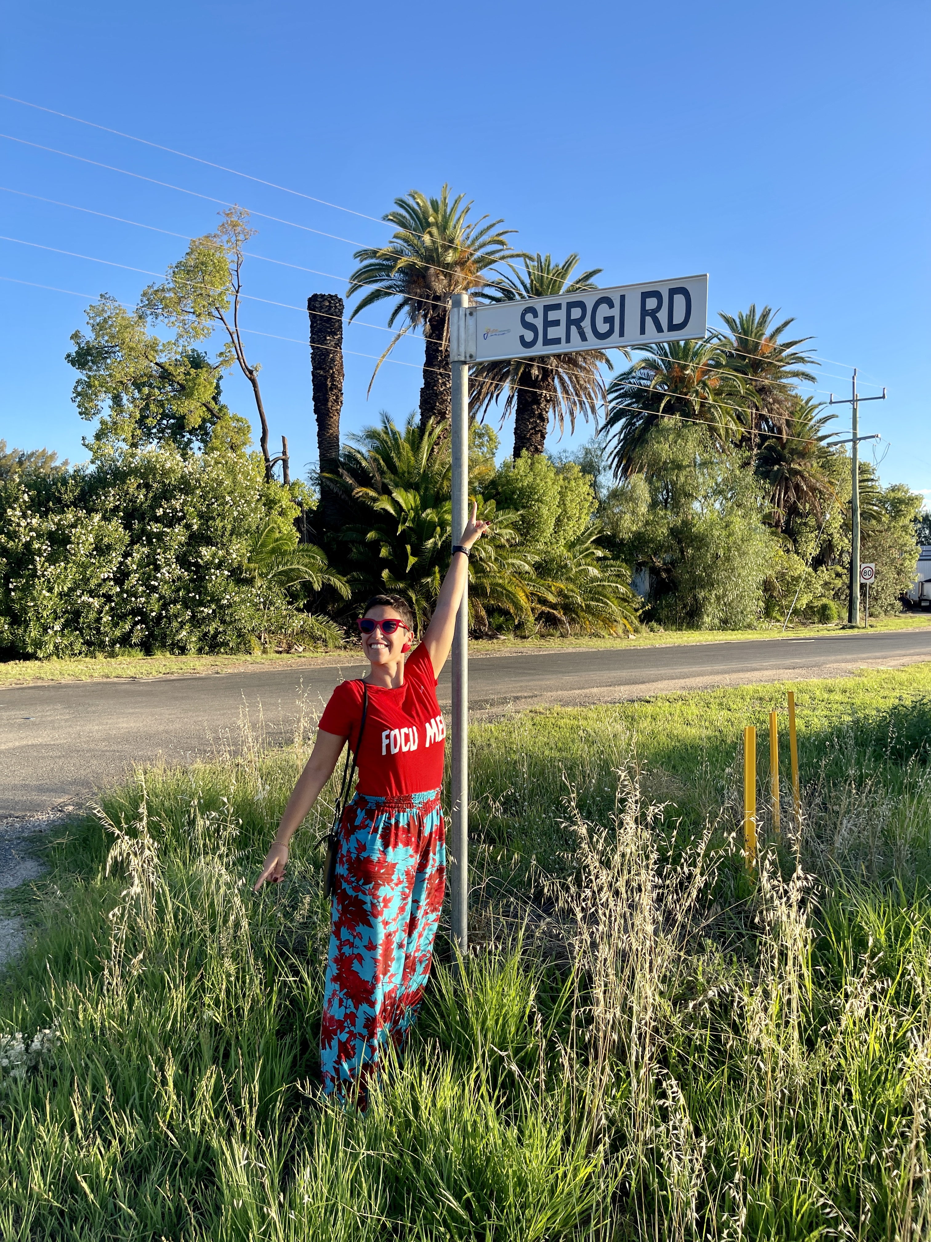 Anna Sergi  near street sign