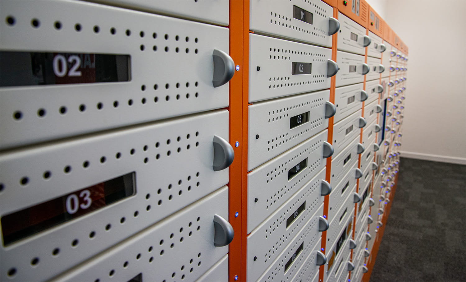 the laptop loans lockers at the Colchester campus library
