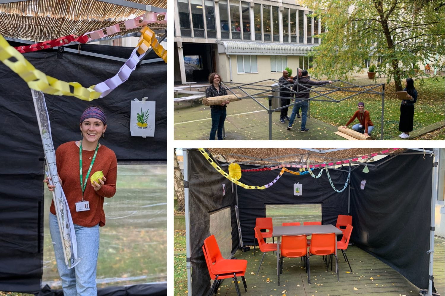 A montage of images showing Sukkot celebrations at our Colchester Campus