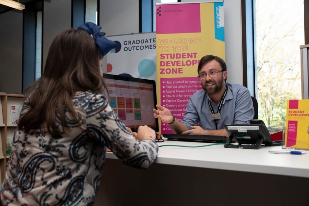 A student talking to one of our Careers Services team.