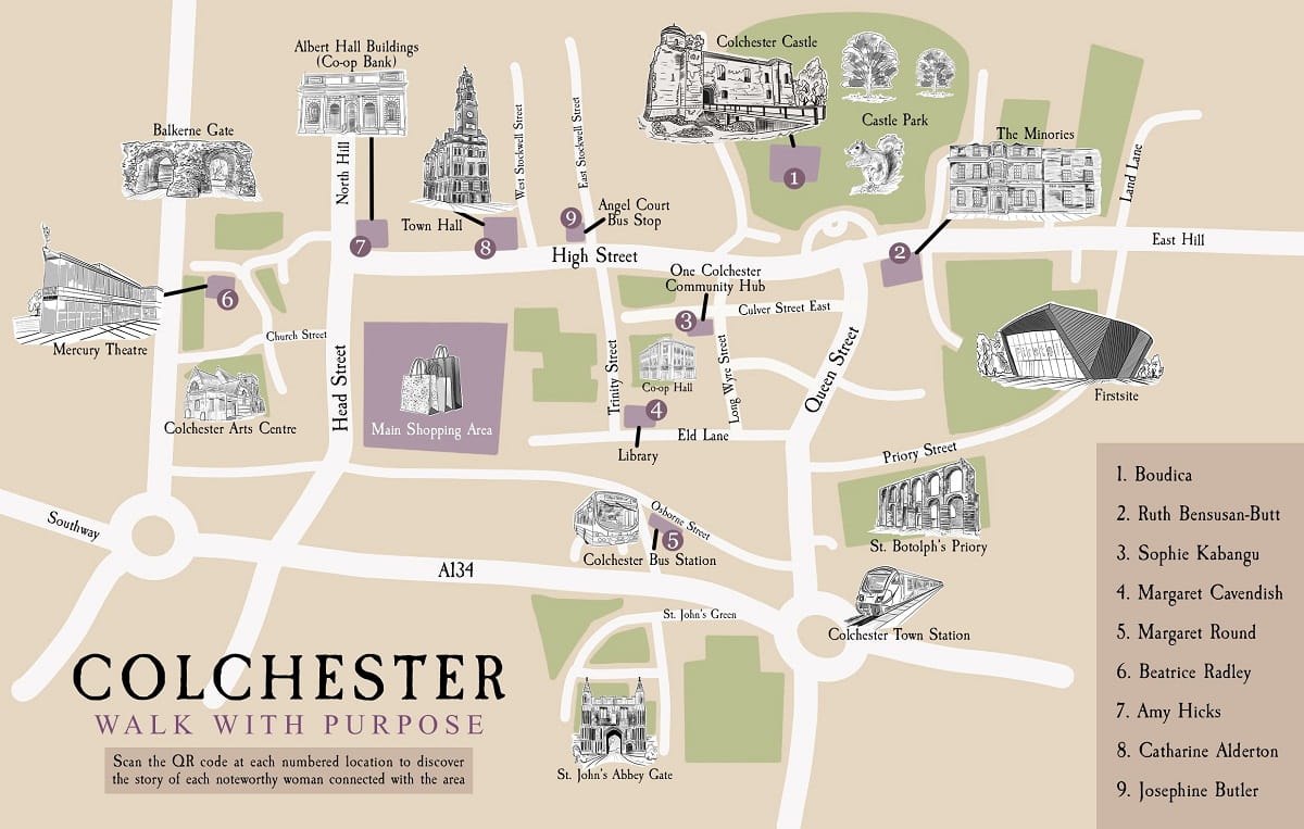 Colchester walking tour map)