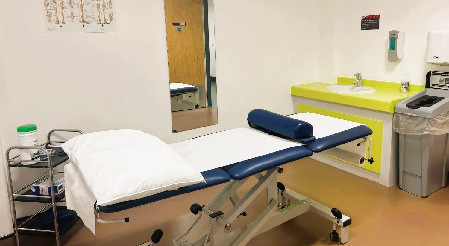 Therapy table in Sports Therapy Clinic treatment room