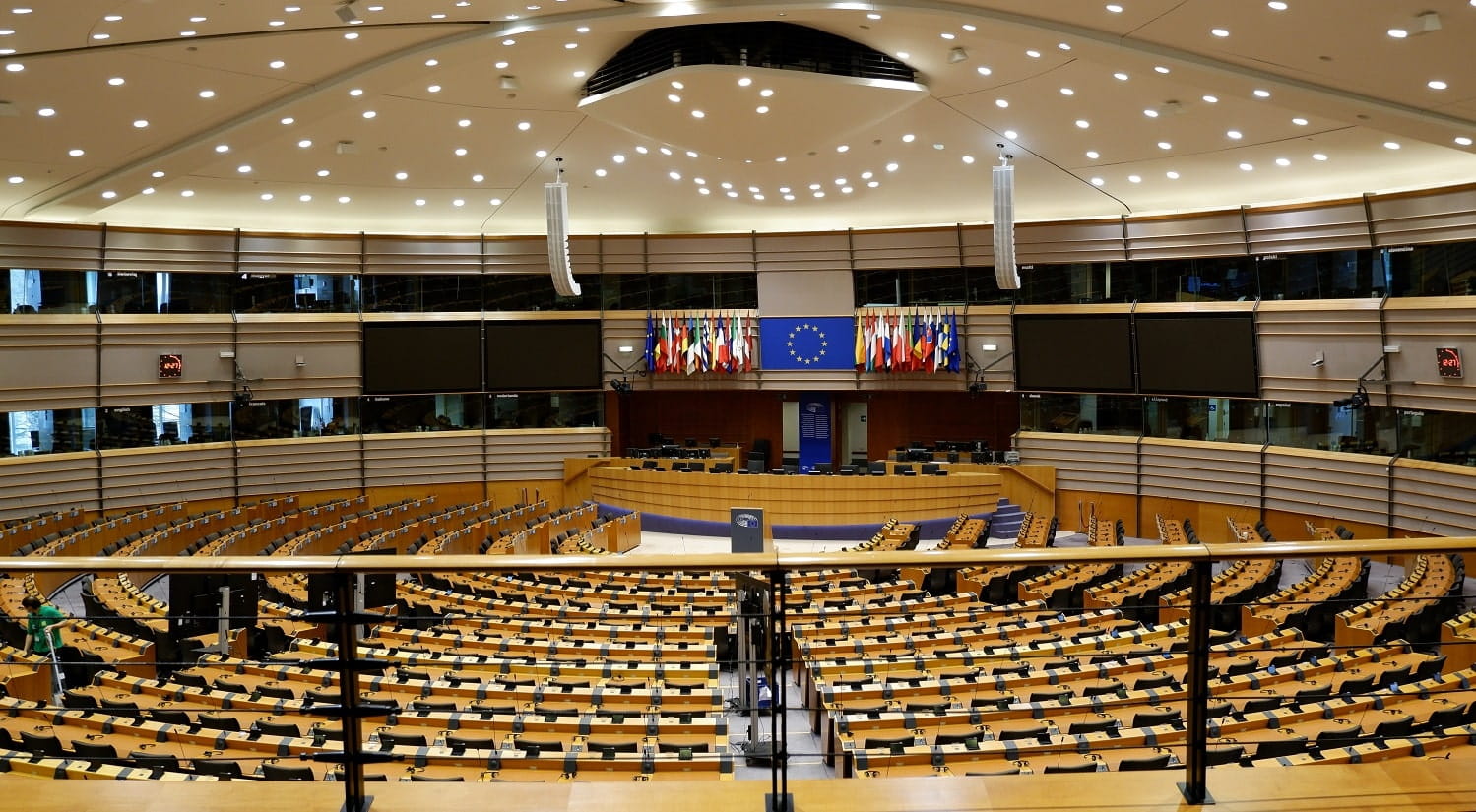 The assembly hall of the European Parliament; demonstrating a possible career in politics or the civil service after completing a degree with the Department of Psychosocial and Psychoanalytic Studies.