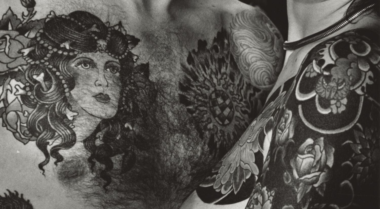 Tattoos by Ed Hardy, which were used as the poster image for an exhibition of tattoo art at the Oakland Museum in 1977, courtesy of Oakland Museum of California. 