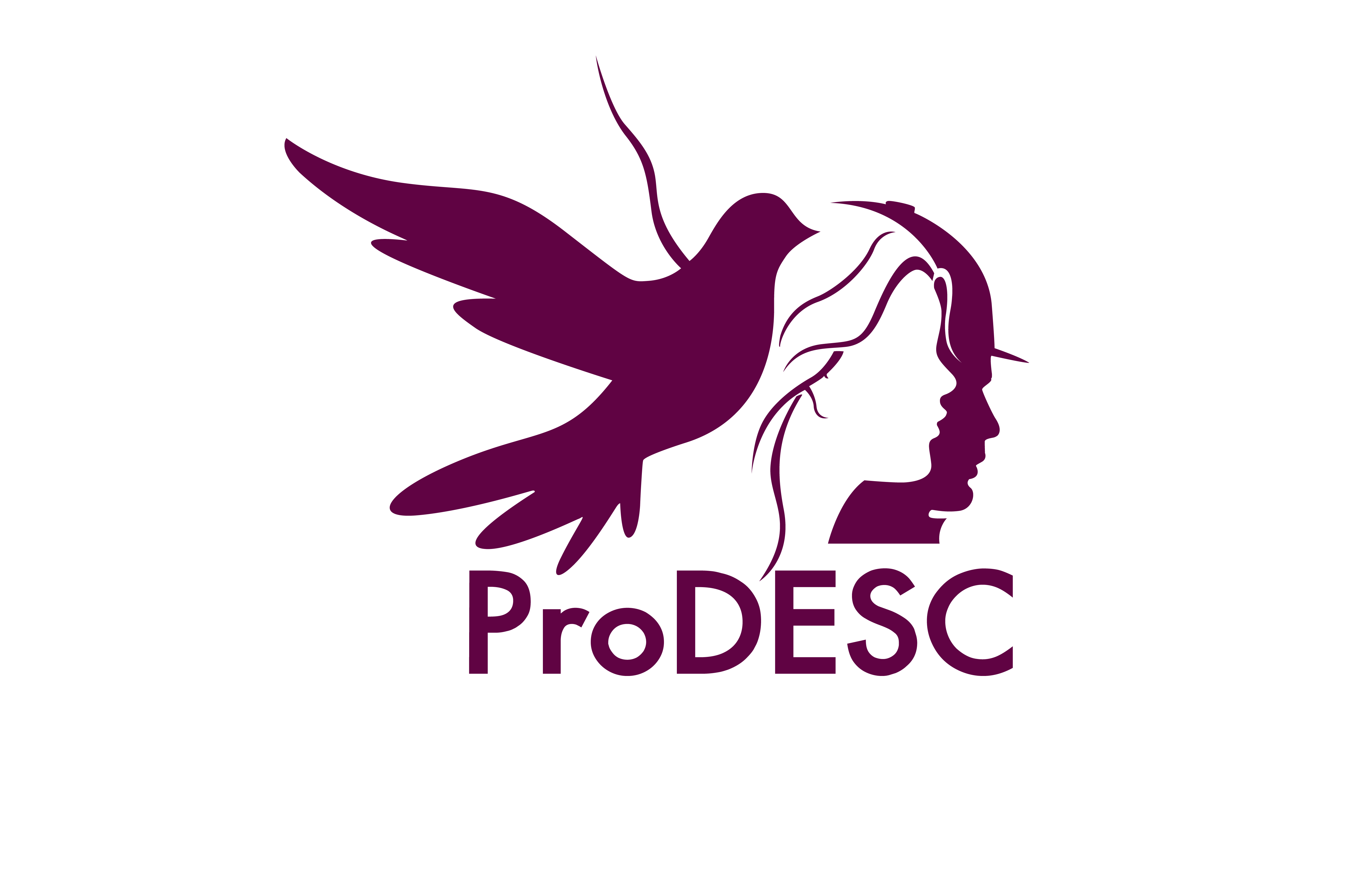 White and purple ProDESC logo