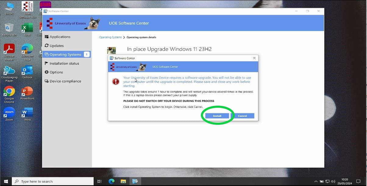 Screenshot of Windows 11 install information and button)